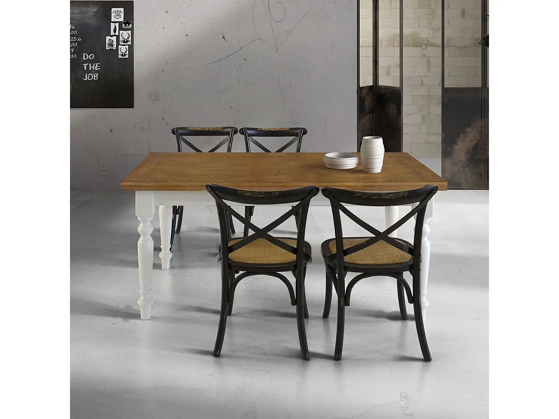 Milani Home - tavolo da pranzo allungabile 160-200-240 x 85 cm, rovere chiaro e bianco, legno