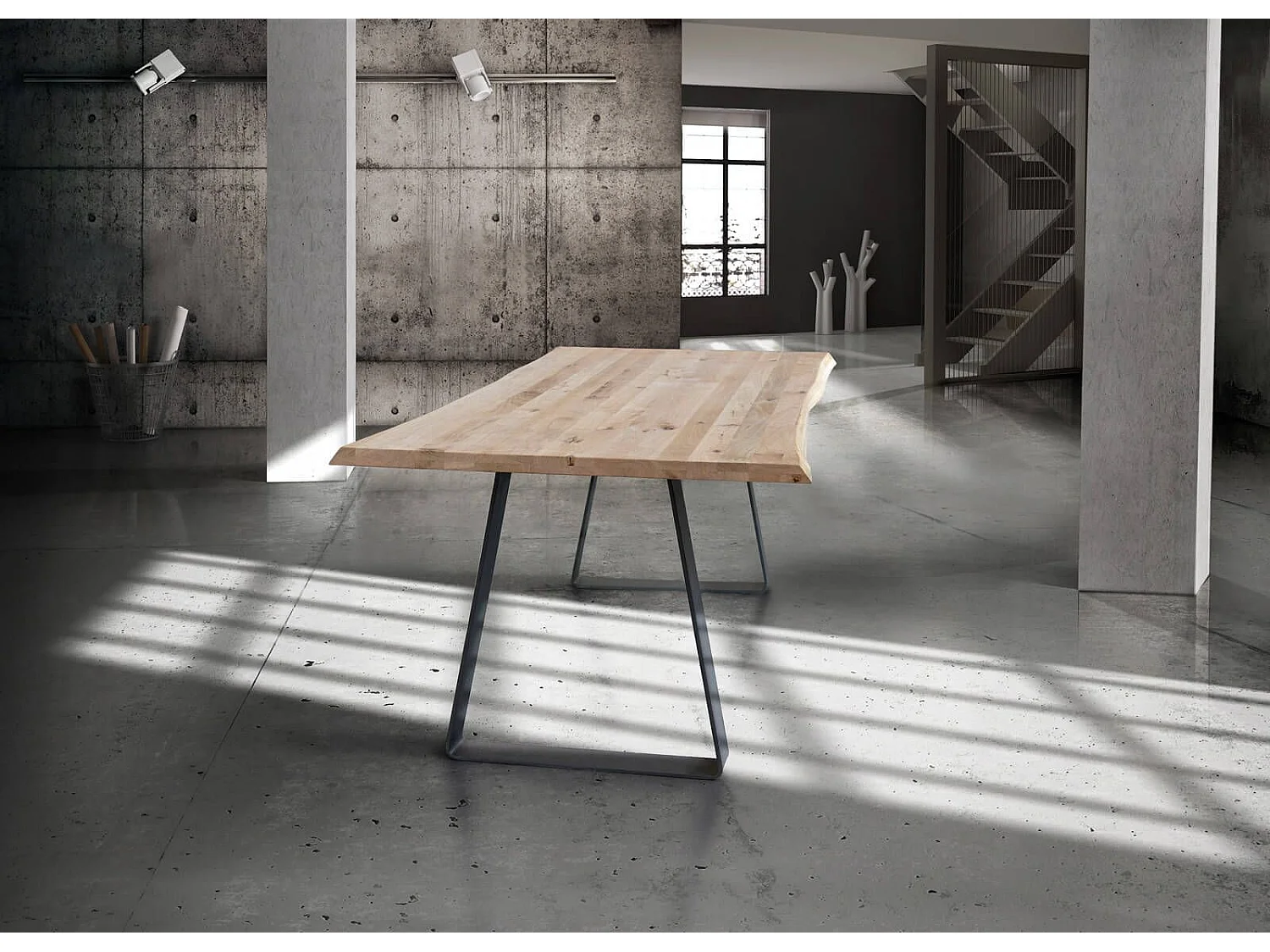 MilaniHome.it - Tavolo Da Pranzo Moderno Di Design Cm 160x90 Struttura Nera Piano Massello Naturale Per Sala Da Pranzo Cucina Ristorantedi coloreMarrone