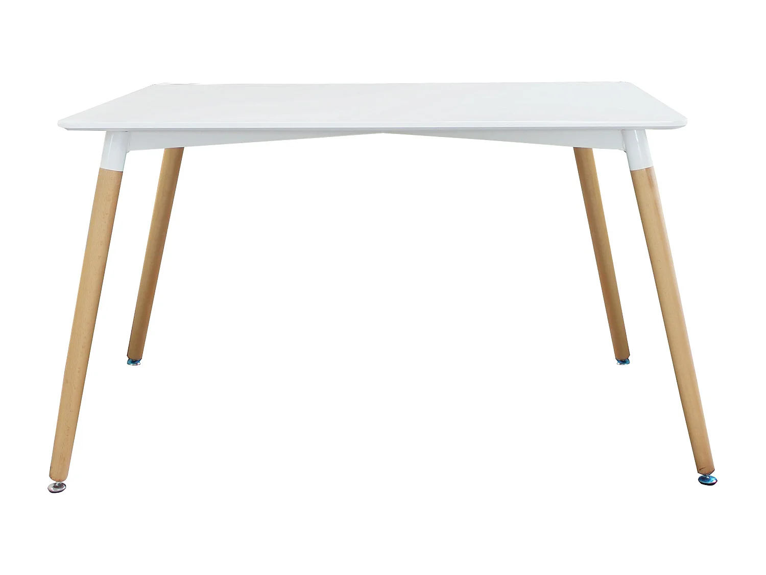 Milani Home - Tavolo Da Pranzo Moderno Di Design Fisso Cm 120x80 In Abs Bianco Con Gambe In Legno Per Interno Sala Da Pranzo - Bianco