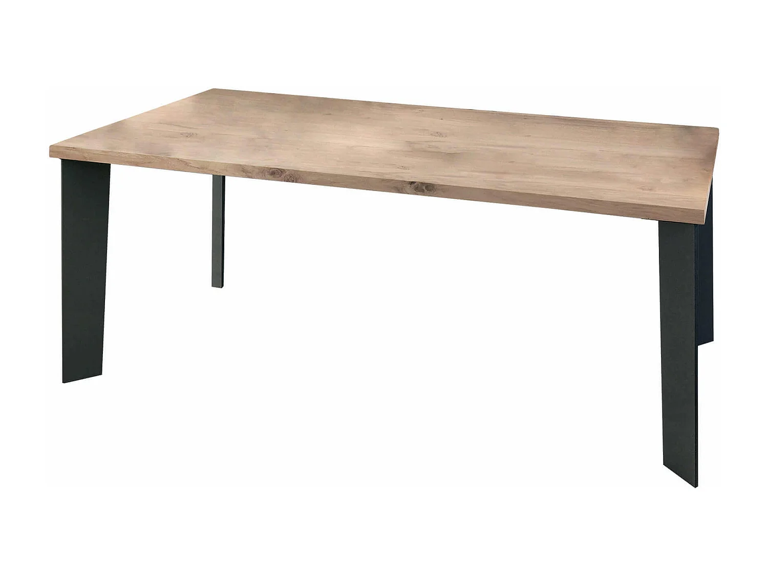 MilaniHome.it - Tavolo Da Pranzo Moderno Di Design Cm 160x90 Rovere Impiallacciato Struttura Nera Piano Naturale Per Sala Da Pranzo Ristorantedi coloreMarrone