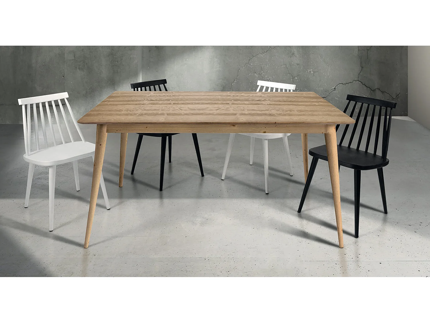MilaniHome.it - Tavolo Da Pranzo Moderno Di Design Allungabile Cm 85x140/190 In Abete Spazzolato Naturale Per Sala Da Pranzodi coloreMarrone