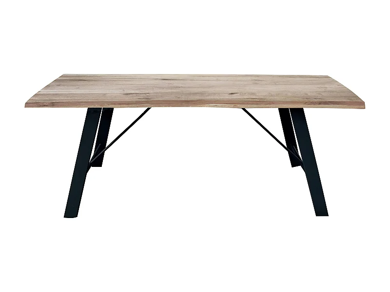 MilaniHome.it - Tavolo Da Pranzo Moderno Di Design Cm 160x90 Struttura Nera Piano Massello Naturale Per Sala Da Pranzo Cucina Ristorantedi coloreMarrone