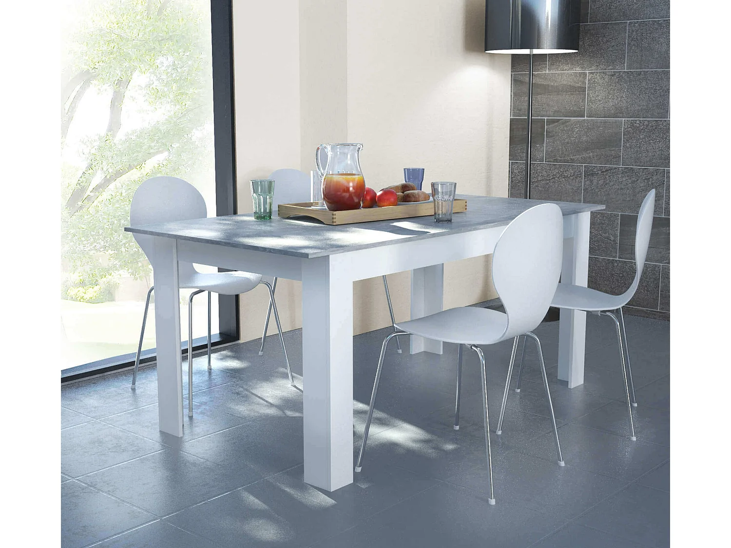 MilaniHome.it - tavolo da pranzo allungabile in legno di design per sala da pranzo 160/200x90x75 hdi coloreCemento