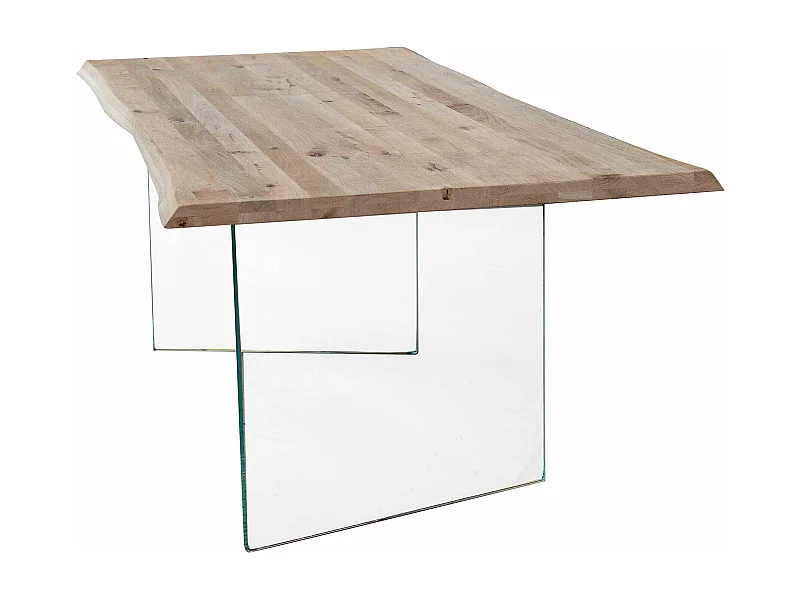 MilaniHome.it - Tavolo Da Pranzo Moderno Di Design Cm 180x90 Struttura In Vetro Piano Massello Naturale Per Sala Da Pranzo Cucina Ristorantedi coloreMarrone