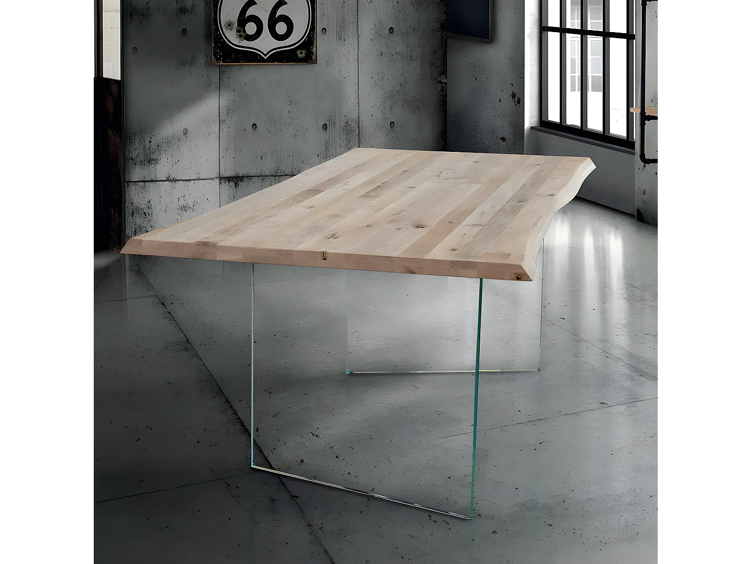 MilaniHome.it - Tavolo Da Pranzo Moderno Di Design Cm 180x90 Struttura In Vetro Piano Massello Naturale Per Sala Da Pranzo Cucina Ristorantedi coloreMarrone