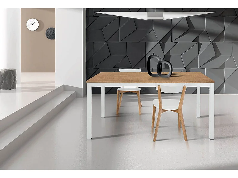 MilaniHome.it - Tavolo Da Pranzo Moderno Di Design Allungabile Cm 90x160/220 Rovere Struttura Bianca Piano Naturale Per Sala Da Pranzodi coloreMarrone