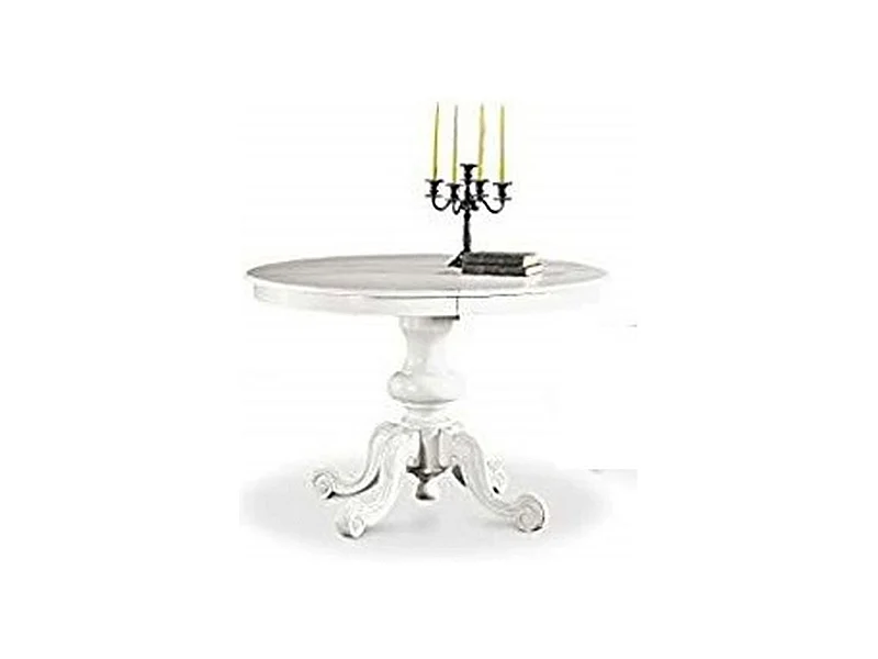 MilaniHome.it - Tavolo Da Pranzo rotondo Allungabile In Legno Massello 120/158di coloreBianco