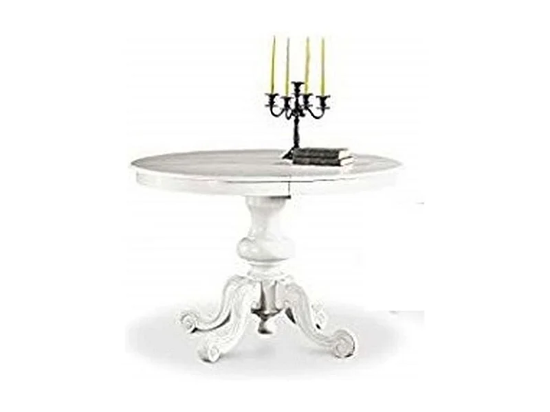 MilaniHome.it - Tavolo Da Pranzo rotondo Allungabile In Legno Massello 120/158di coloreBianco