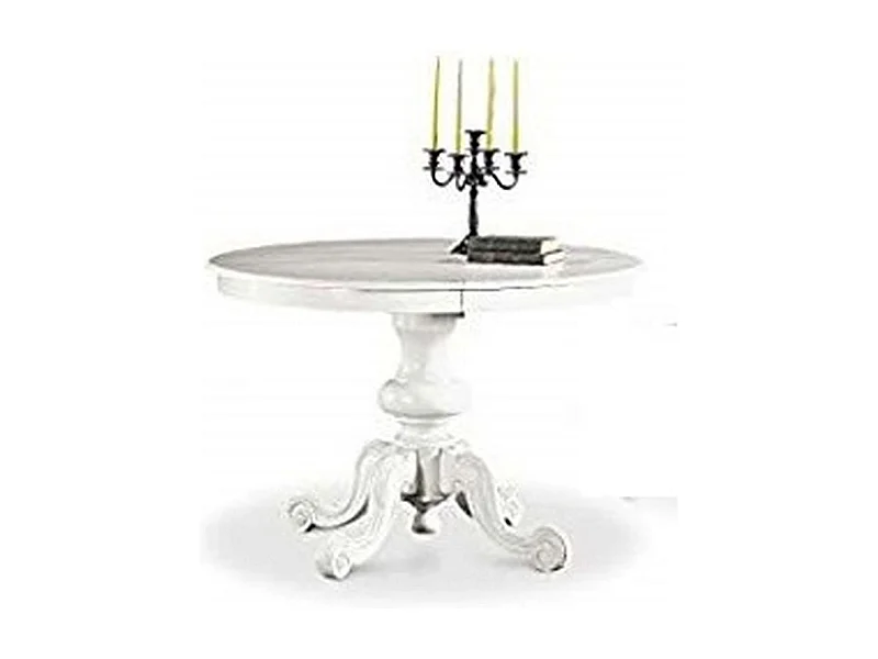 MilaniHome.it - Tavolo Da Pranzo rotondo Allungabile In Legno Massello 120/158di coloreBianco