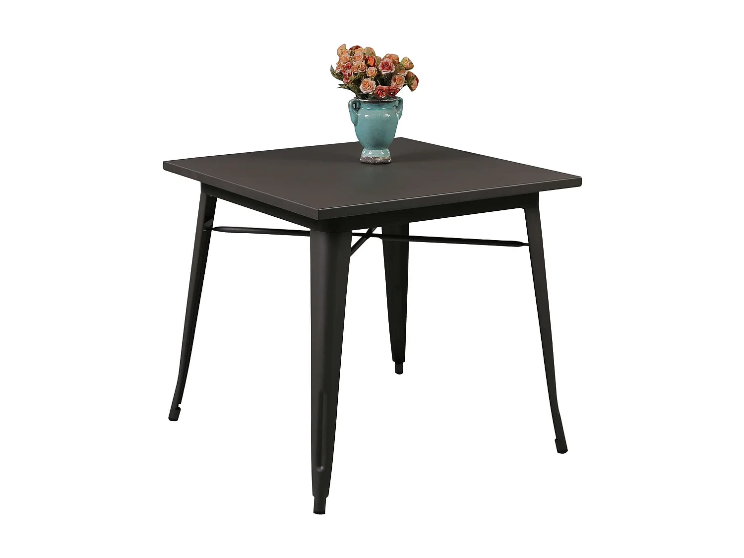 MilaniHome.it - Tavolo Da Pranzo In Metallo Verniciato Nero Stile Moderno Di Design Industrial Industriale , Cm 80x80x75 Hdi coloreAntracite