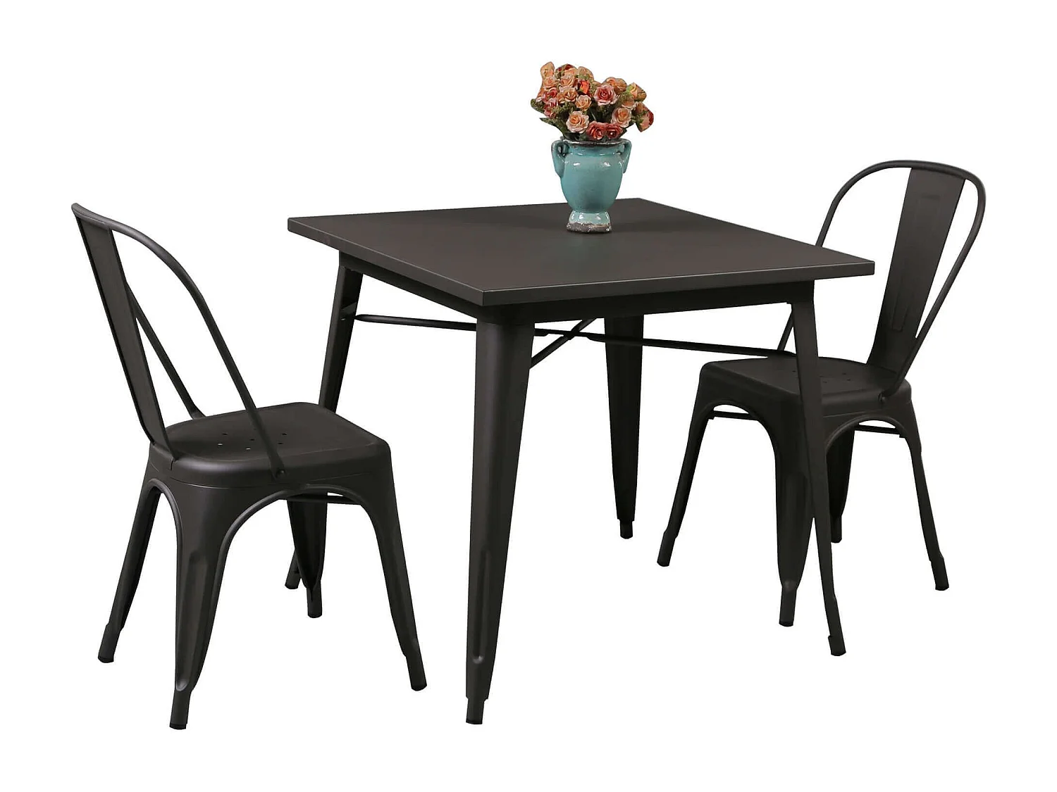 MilaniHome.it - Tavolo Da Pranzo In Metallo Verniciato Nero Stile Moderno Di Design Industrial Industriale , Cm 80x80x75 Hdi coloreAntracite