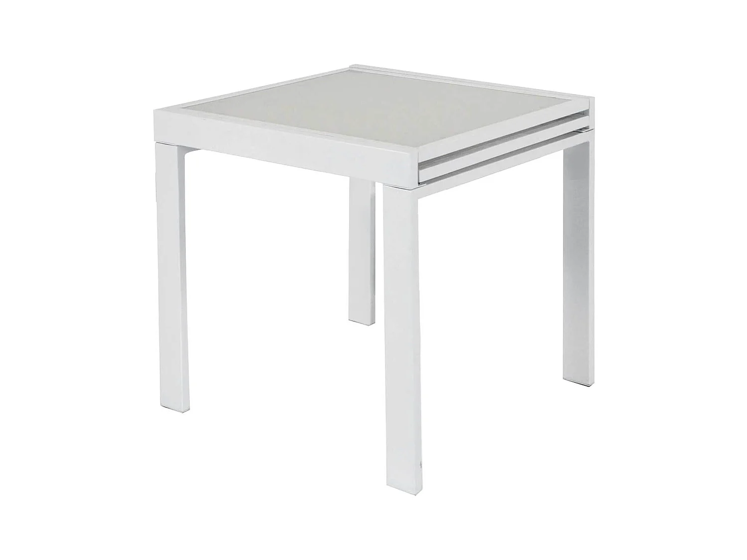 MilaniHome.it - Tavolo Da Pranzo Moderno Allungabile Con Piano In Vetro Stile Contemporaneo Bianco, Cm 70x70/140x75 Hdi coloreBianco