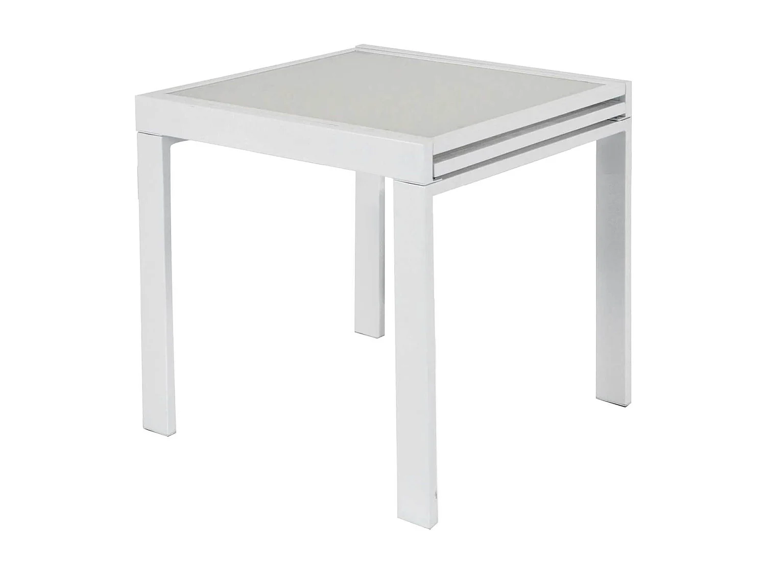 MilaniHome.it - Tavolo Da Pranzo Moderno Allungabile Con Piano In Vetro Stile Contemporaneo Bianco, Cm 70x70/140x75 Hdi coloreBianco