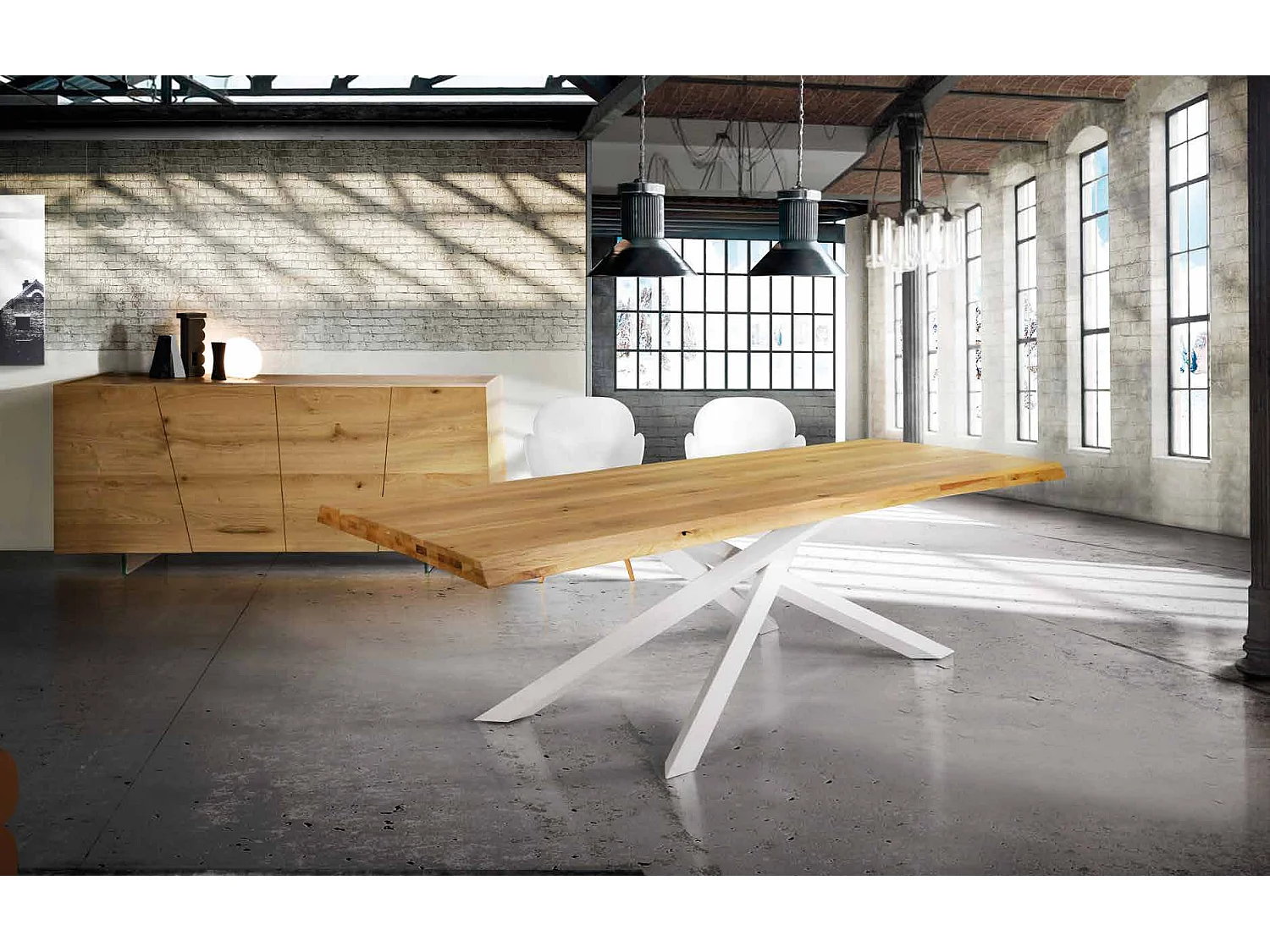 MilaniHome.it - Tavolo Da Pranzo Moderno Piano In Rovere Gambe Incrociate Piano In Legno Design Contemporaneo, Cm 90x160x75 Hdi coloreMarrone