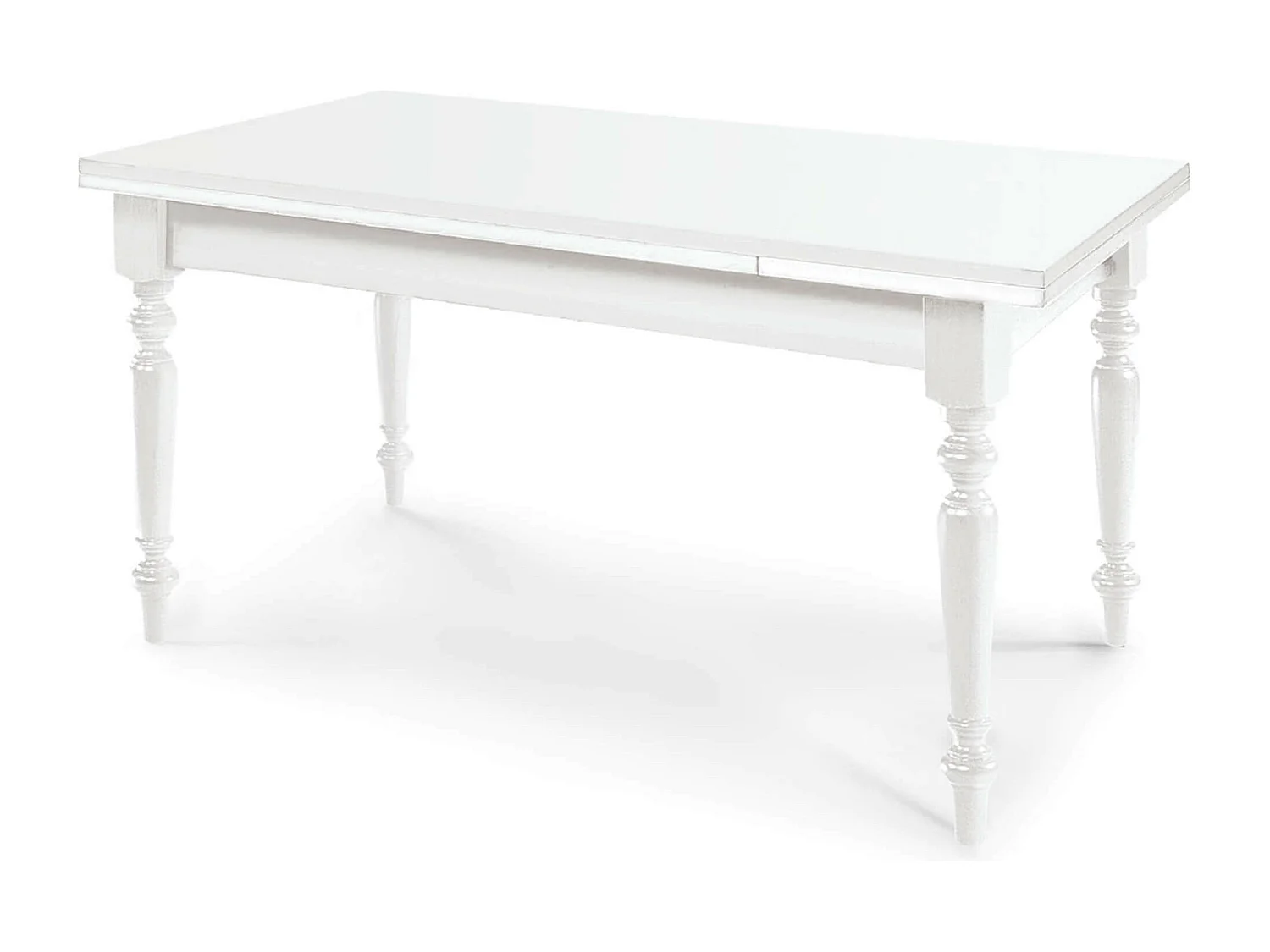 MilaniHome.it - Tavolo Da Pranzo Allungabile In Legno Massello 180x140/180/220 Gamba Tornitadi coloreBianco