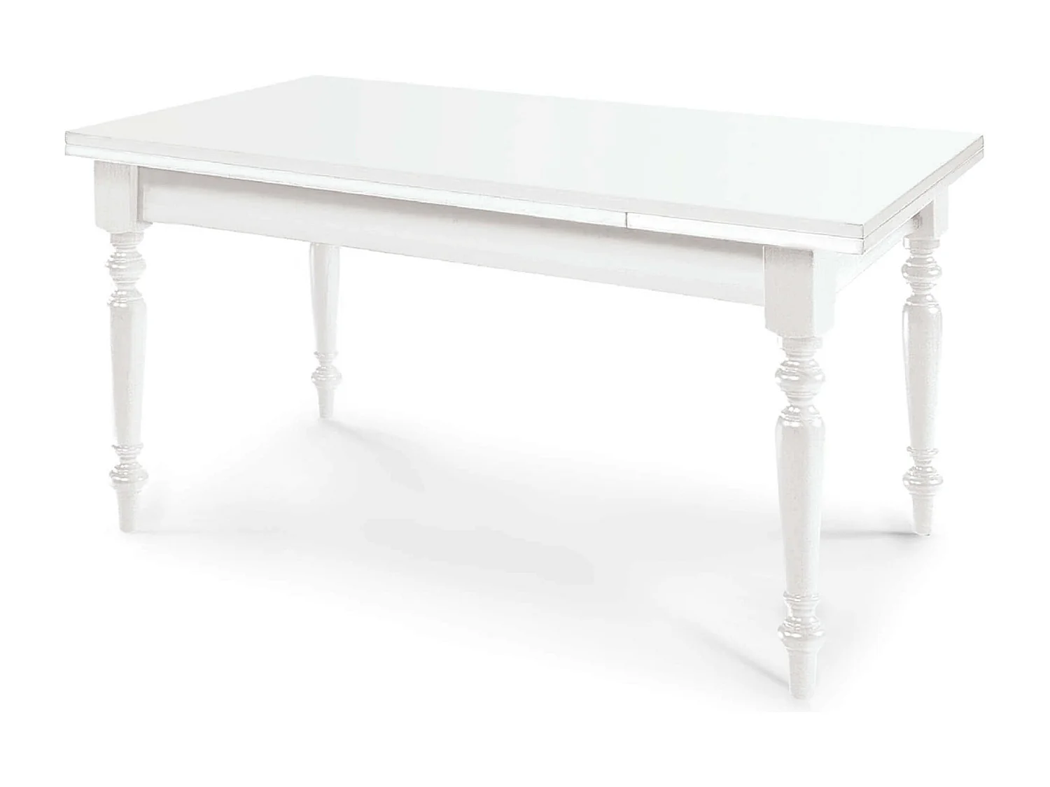 MilaniHome.it - Tavolo Da Pranzo Allungabile In Legno Massello 180x140/180/220 Gamba Tornitadi coloreBianco