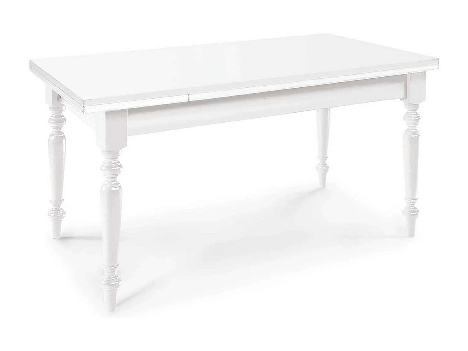 MilaniHome.it - Tavolo Da Pranzo Allungabile In Legno Massello 180x140/180/220 Gamba Tornitadi coloreBianco