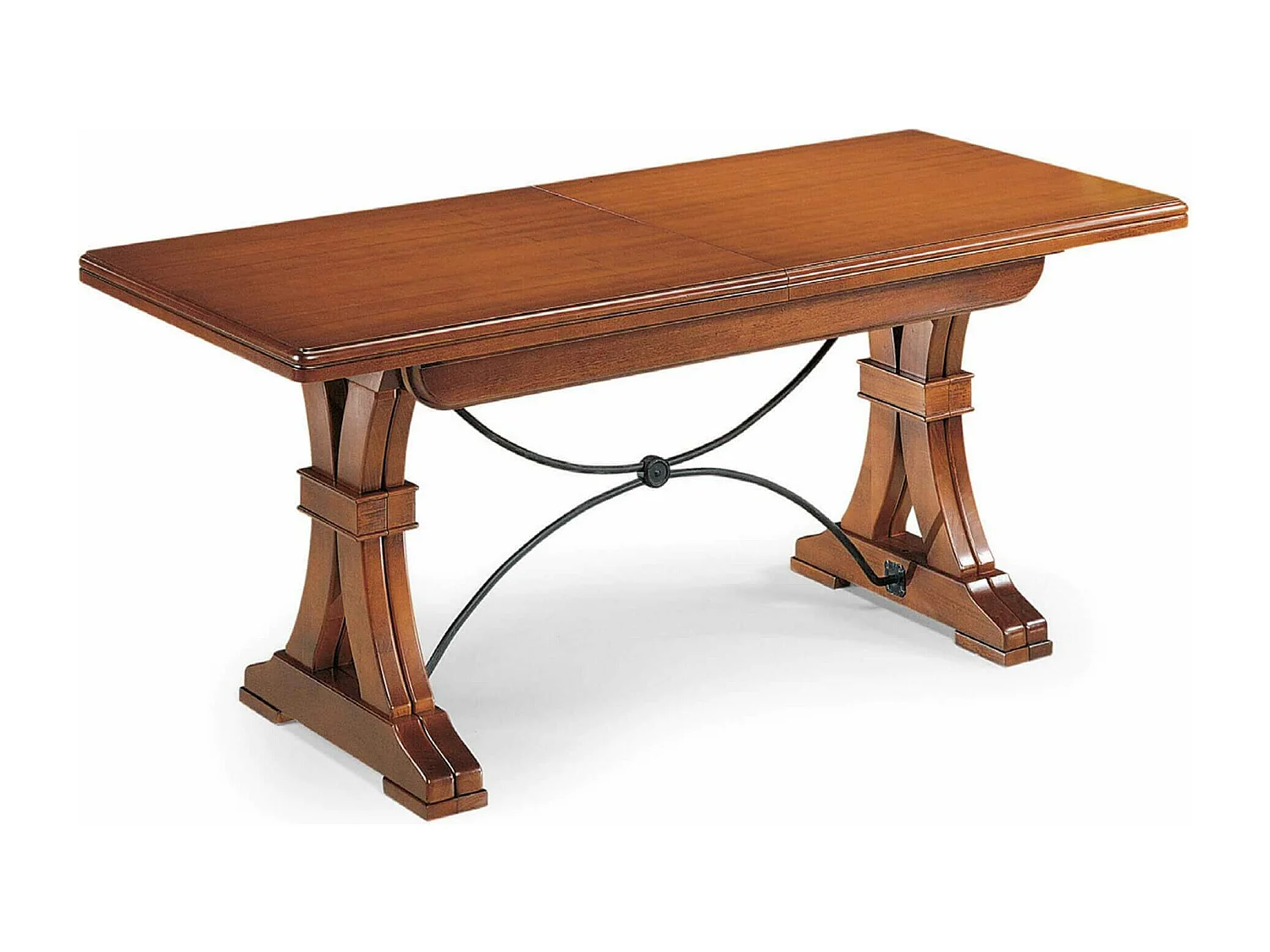 MilaniHome.it - Tavolo Da Pranzo Allungabile In Legno Massello 100x180/225/270/315/360 Con Decoro In Ferrodi coloreTinta noce