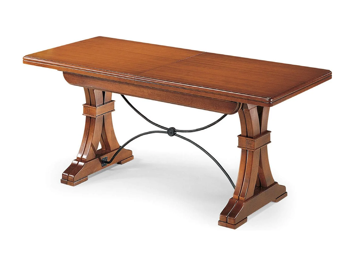 MilaniHome.it - Tavolo Da Pranzo Allungabile In Legno Massello 100x180/225/270/315/360 Con Decoro In Ferrodi coloreTinta noce