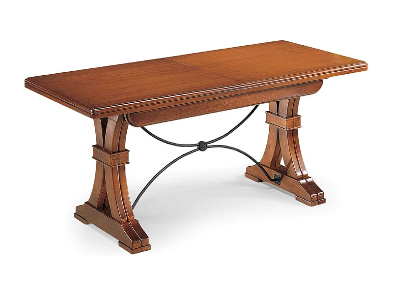 MilaniHome.it - Tavolo Da Pranzo Allungabile In Legno Massello 100x180/225/270/315/360 Con Decoro In Ferrodi coloreTinta noce