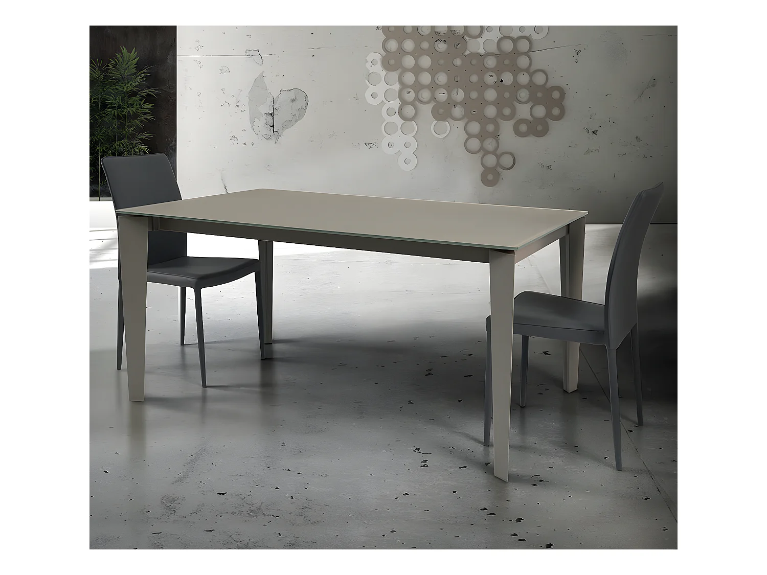 MilaniHome.it - Tavolo Da Pranzo Moderno Di Design Allungabile Cm 90x140/180/220 Tortora Con Piano In Vetro Per Sala Da Pranzo Ristorantedi coloreTrasparente