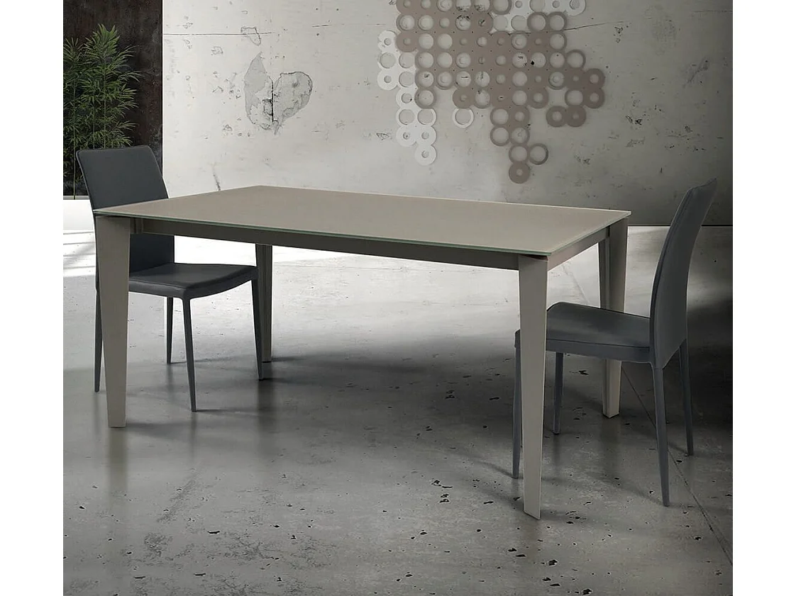 MilaniHome.it - Tavolo Da Pranzo Moderno Di Design Allungabile Cm 90x140/180/220 Tortora Con Piano In Vetro Per Sala Da Pranzo Ristorantedi coloreTrasparente