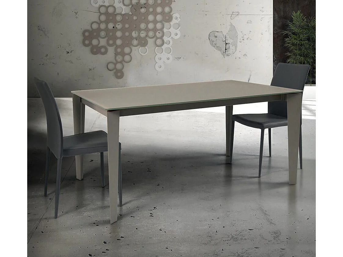 MilaniHome.it - Tavolo Da Pranzo Moderno Di Design Allungabile Cm 90x140/180/220 Tortora Con Piano In Vetro Per Sala Da Pranzo Ristorantedi coloreTrasparente