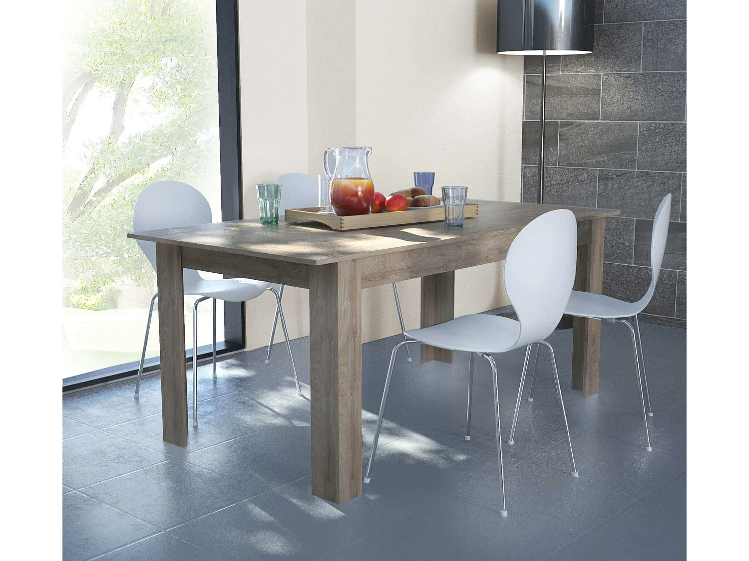 MilaniHome.it - tavolo da pranzo allungabile in legno di design per sala da pranzo 160/200x90x75 hdi coloreRovere grigio