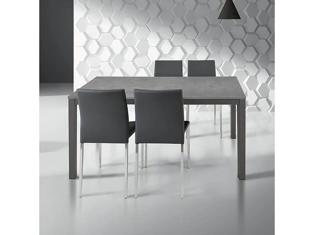 MilaniHome.it - Tavolo Da Pranzo Moderno Di Design Allungabile Cm 90x160/220 Rovere Struttura Grigia Scura Piano Grigio Per Sala Da Pranzodi coloreGrigio scuro