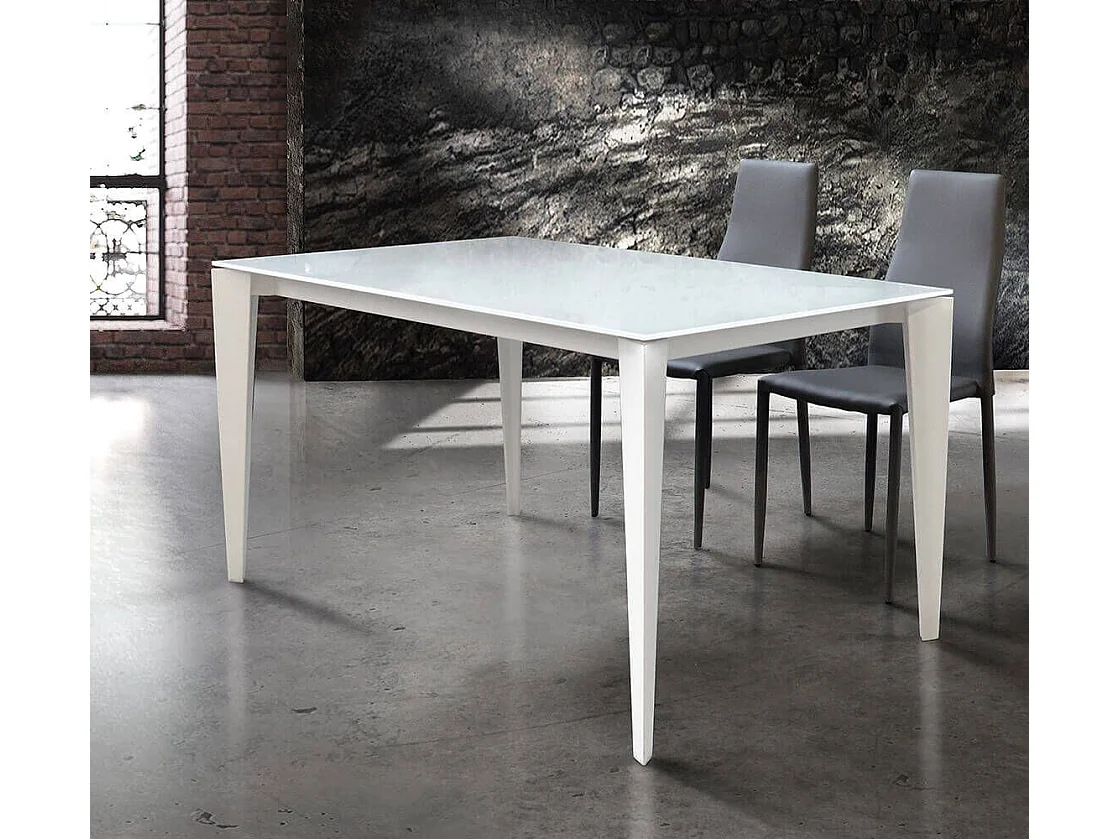 MilaniHome.it - Tavolo Da Pranzo Moderno Di Design Allungabile Cm 90x160/210/260 Bianco Con Piano In Vetro Per Interno Casa Sala Da Pranzodi coloreTrasparente