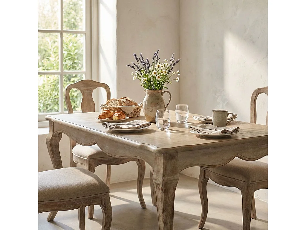 Milani Home - tavolo da pranzo allungabile in legno massiccio, legno naturale, 160 x 100 cm, rustico