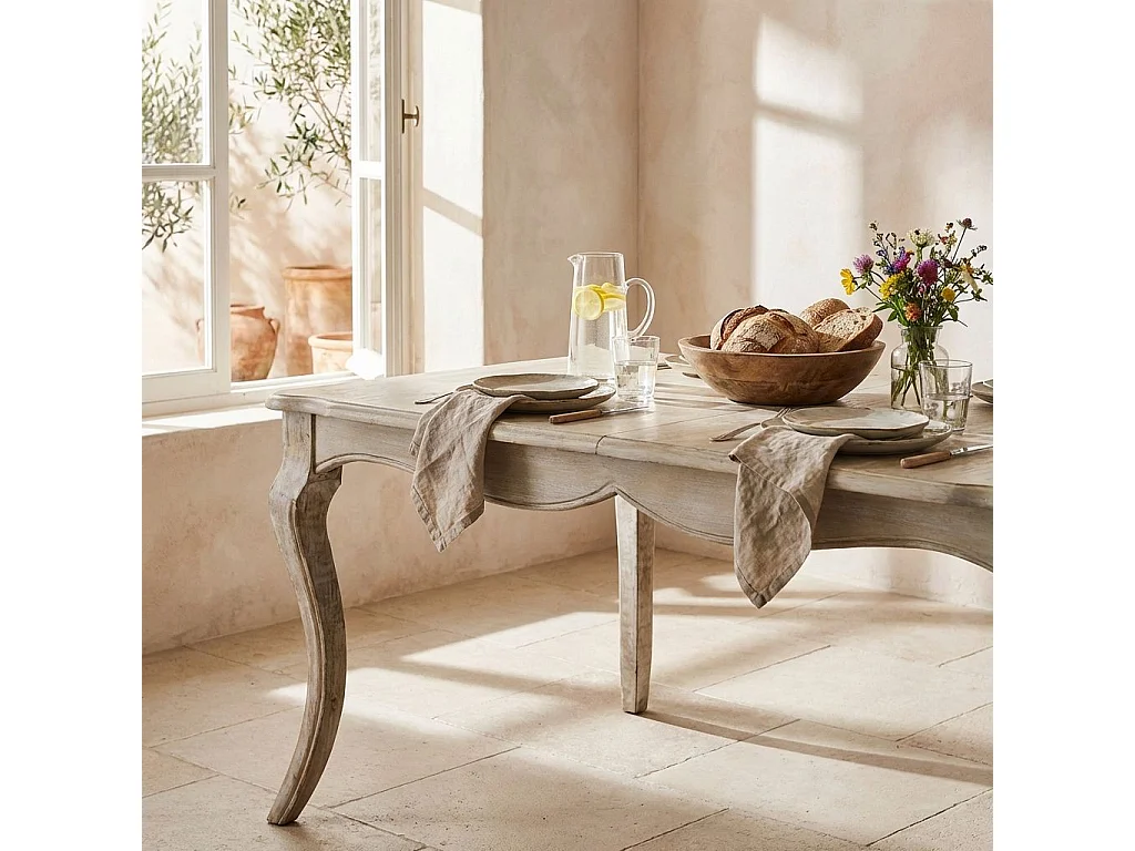 Milani Home - tavolo da pranzo allungabile in legno massiccio, legno naturale, 160 x 100 cm, rustico