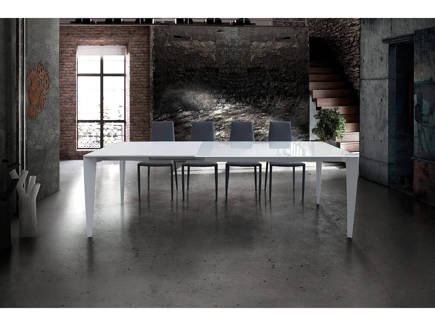 MilaniHome.it - Tavolo Da Pranzo Moderno Di Design Allungabile Cm 90x140/180/220 Bianco Con Piano In Vetro Per Sala Da Pranzo Ristorantedi coloreTrasparente