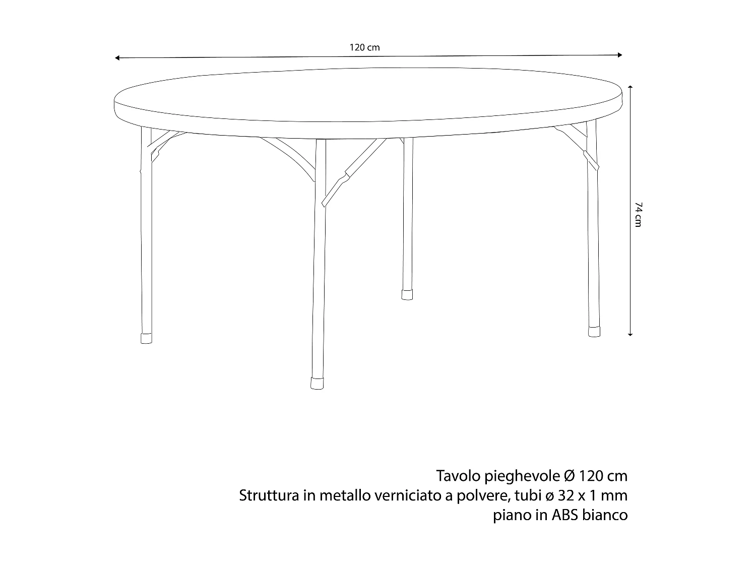 MilaniHome.it - tavolo catering 120 cm di design moderno industrial cm diametro 120 x 74 hdi coloreBianco