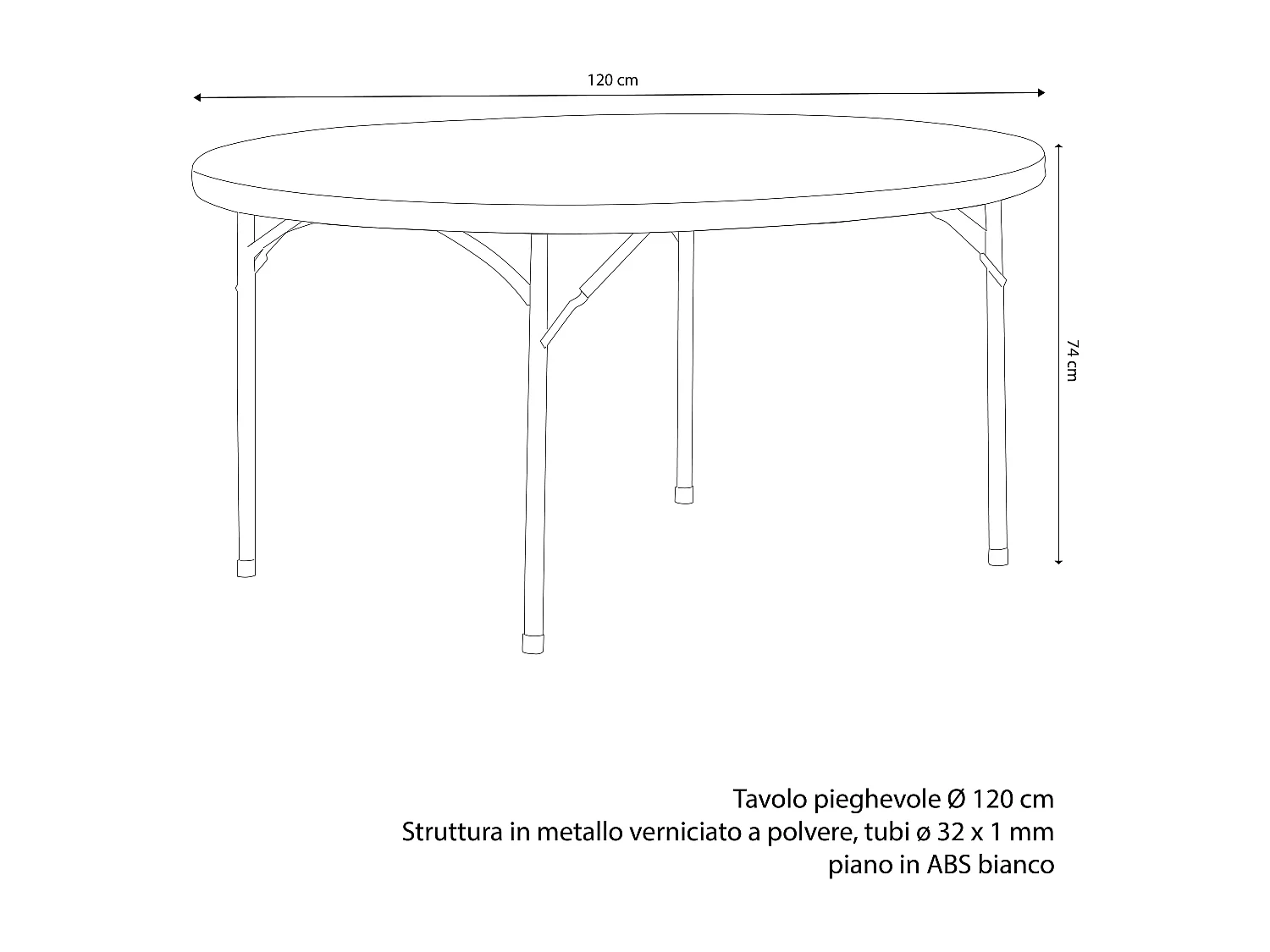 MilaniHome.it - tavolo catering 120 cm di design moderno industrial cm diametro 120 x 74 hdi coloreBianco