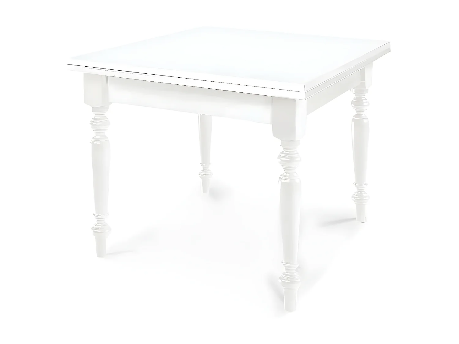 MilaniHome.it - Tavolo Da Pranzo Apribile A Libro Cm 100x100/200 Bianco Gamba Tornita Interno Sala Pranzo Cucina Massello Arte Poveradi coloreBianco