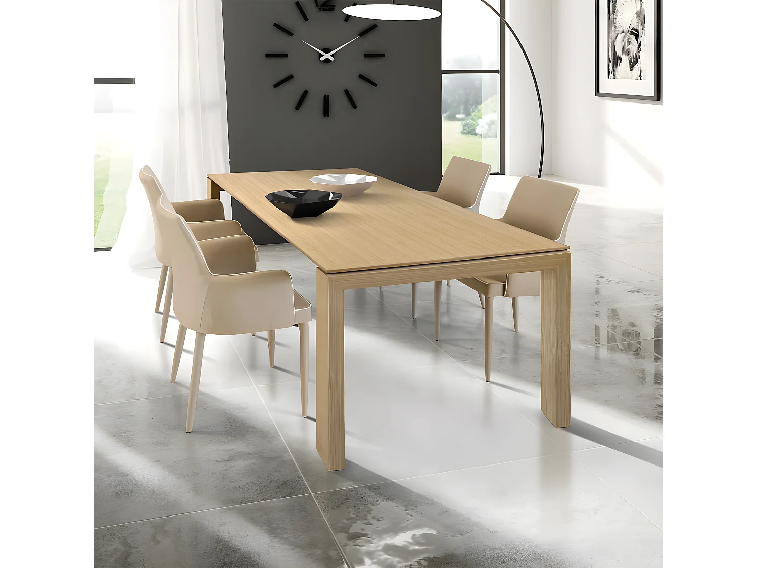 MilaniHome.it - Tavolo Da Pranzo Moderno Di Design Allungabile Cm 90x180/230/280 Naturale Per Interno Casa Cucina Sala Da Pranzo Ristorantedi coloreMarrone
