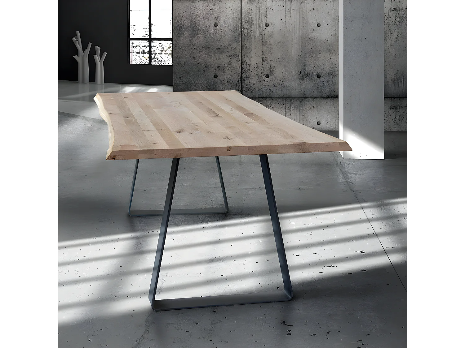 MilaniHome.it - Tavolo Da Pranzo Moderno Di Design Cm 250x100 Struttura Nera Piano Massello Naturale Per Sala Da Pranzo Cucina Ristorantedi coloreMarrone