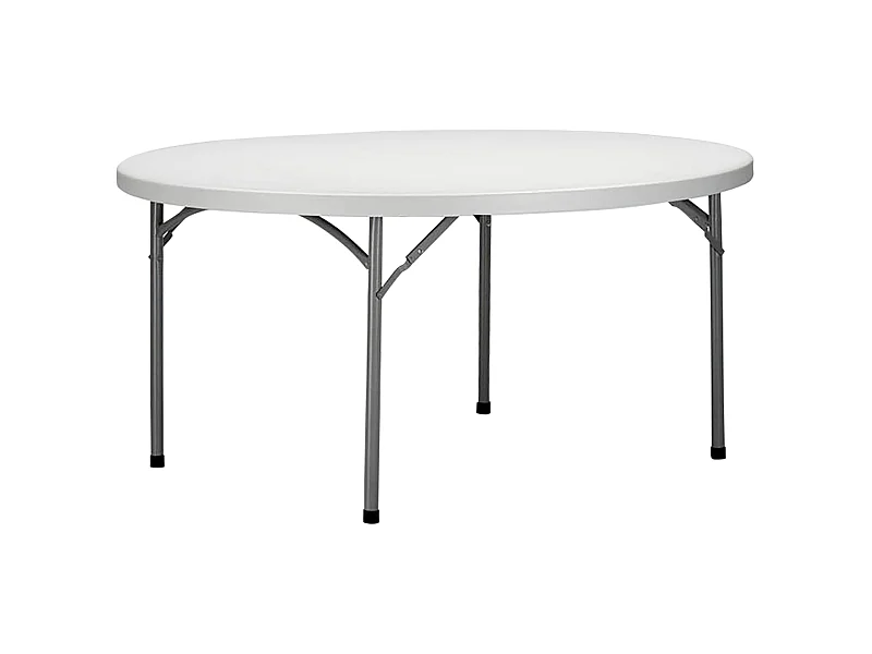 MilaniHome.it - Tavolo Catering Rotondo In Metallo E Abs Bianco Diametro 150 Con Gambe Pieghevoli Per Ristorante Matrimoniodi coloreBianco