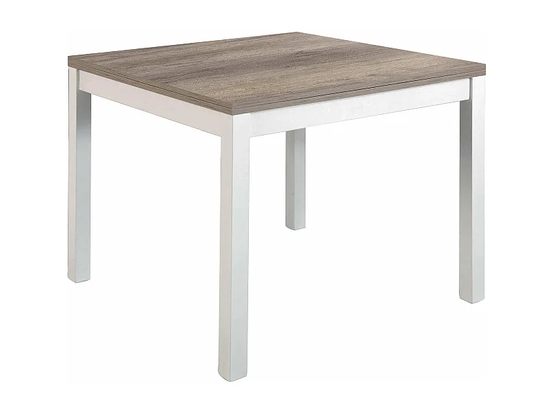 MilaniHome.it - Tavolo Da Pranzo Moderno Di Design Apribile A Libro Cm 90x90/180 Struttura Bianca Piano Tortora Per Sala Da Pranzodi coloreMarrone