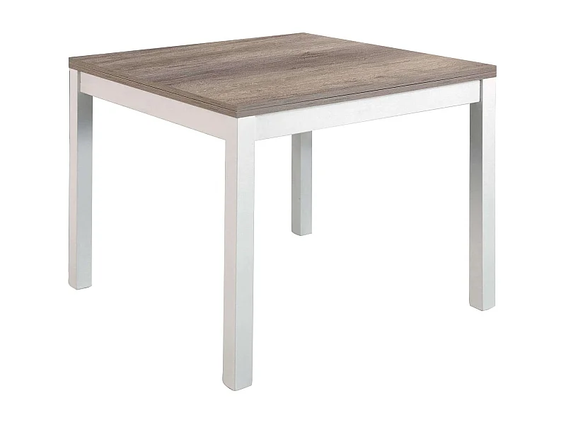 MilaniHome.it - Tavolo Da Pranzo Moderno Di Design Apribile A Libro Cm 90x90/180 Struttura Bianca Piano Tortora Per Sala Da Pranzodi coloreMarrone