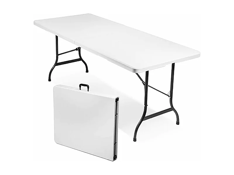 MilaniHome.it - Tavolo Catering Rettangolare In Metallo E Abs Bianco 240x76 Con Gambe Pieghevoli In Abs Per Ristorante Matrimoniodi coloreBianco