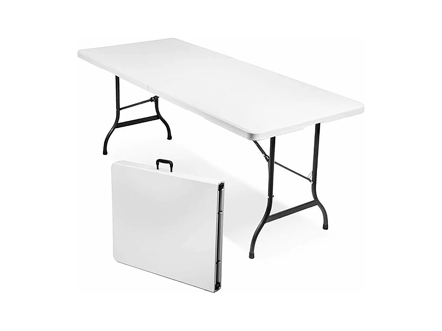 MilaniHome.it - Tavolo Catering Rettangolare In Metallo E Abs Bianco 240x76 Con Gambe Pieghevoli In Abs Per Ristorante Matrimoniodi coloreBianco