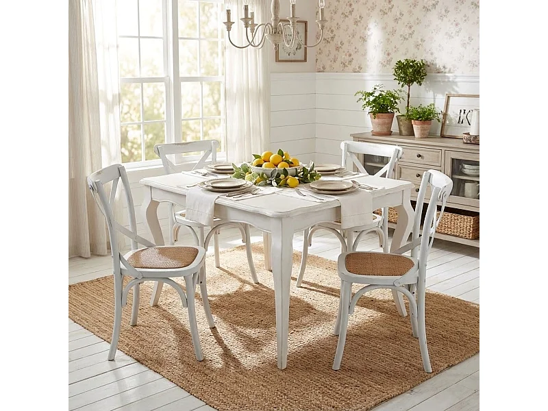 MilaniHome.it - tavolo in legno massiccio di design moderno industrial cm 160 x 100 x 75di coloreBianco