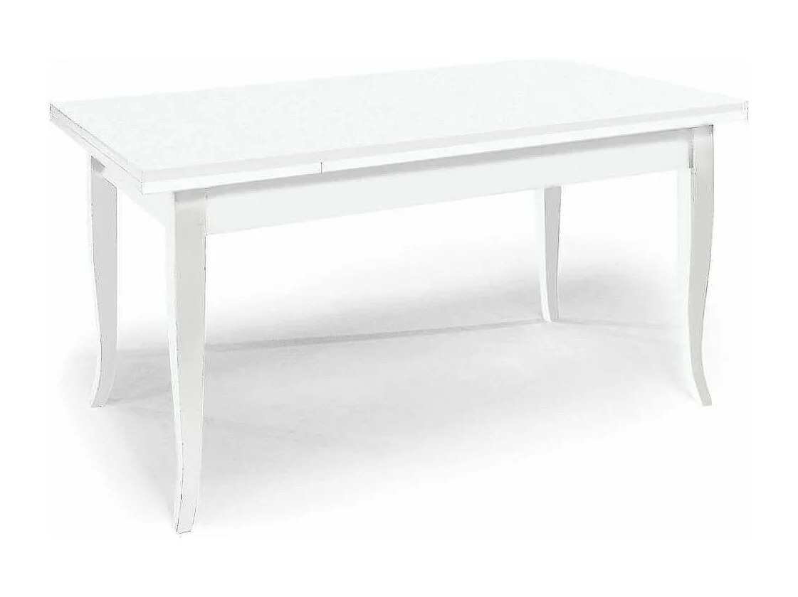 Milani Home - tavolo da pranzo allungabile 180-230-280 x 90 cm, bianco, legno massiccio laccato