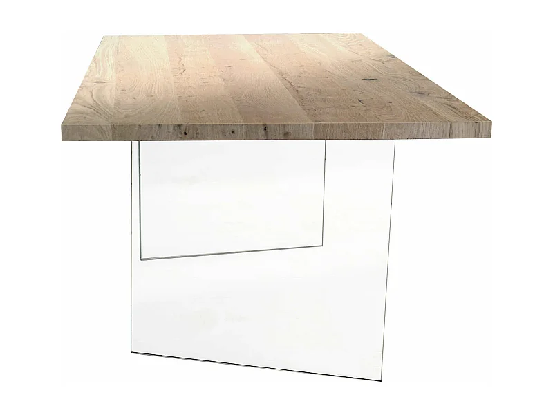 MilaniHome.it - Tavolo Da Pranzo Moderno Di Design Cm 180x90 Struttura In Vetro Piano Impiallacciato Rovere Naturale Per Sala Da Pranzodi coloreMarrone