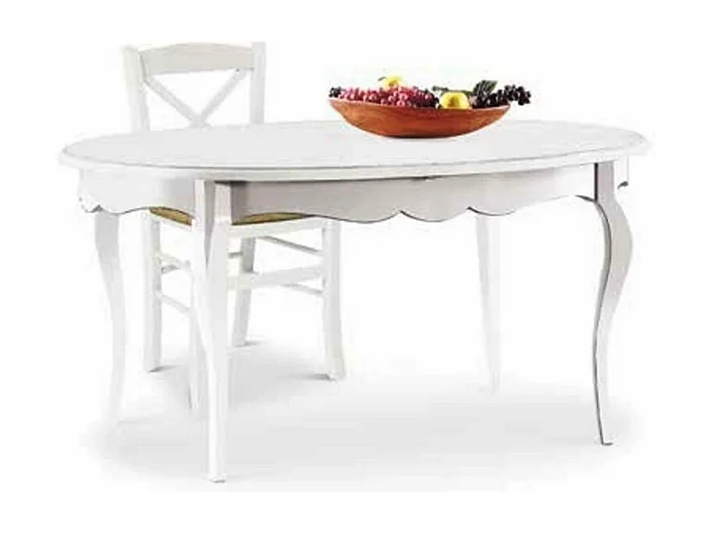 MilaniHome.it - Tavolo Da Pranzo Ovale Allungabile In Legno Massello 100x160/210di coloreBianco