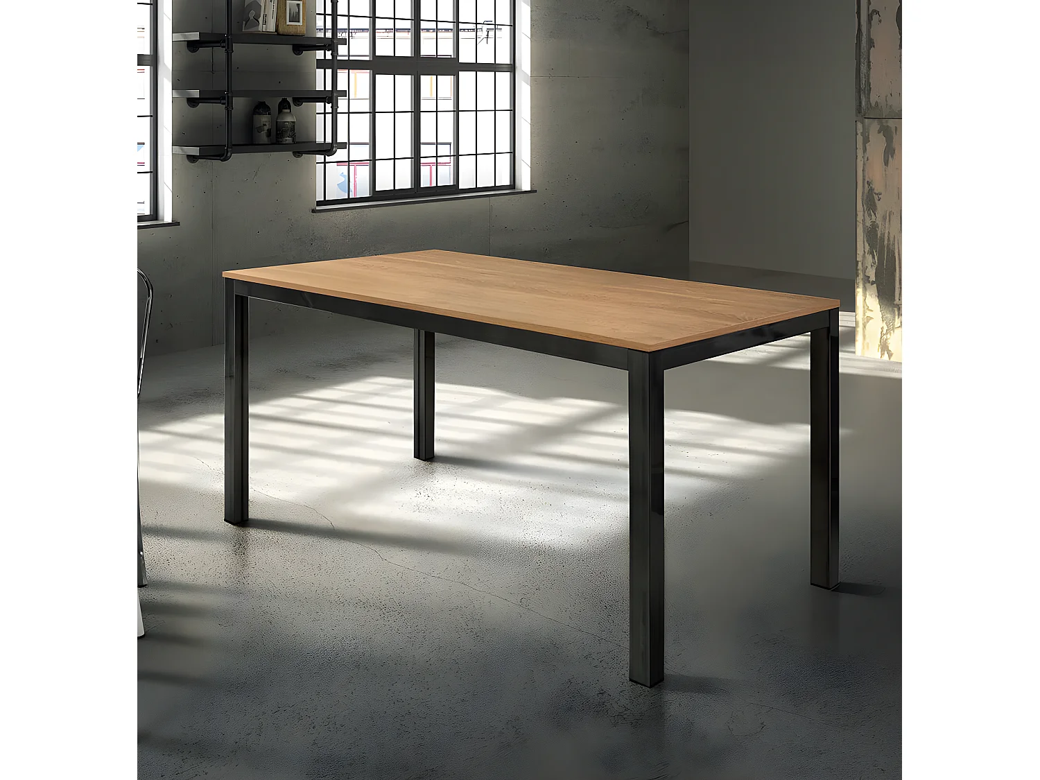 MilaniHome.it - Tavolo Da Pranzo Moderno Di Design Allungabile Cm 80x140/200 Rovere Struttura Nera Piano Naturale Per Sala Da Pranzodi coloreMarrone