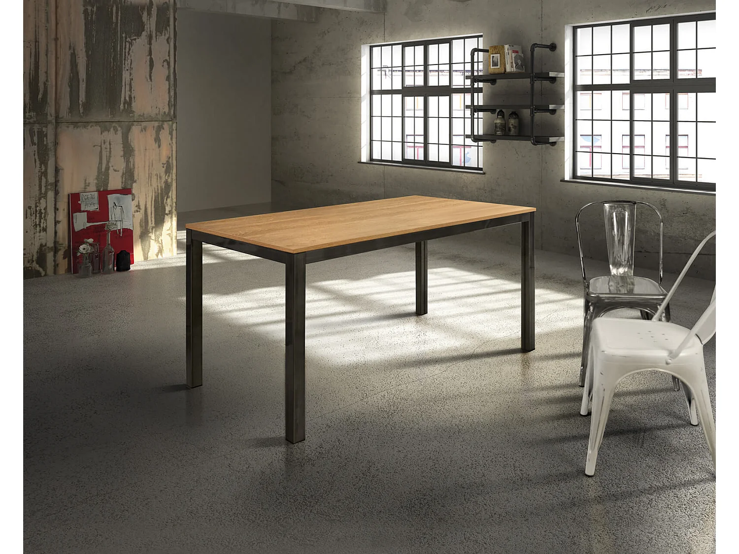 MilaniHome.it - Tavolo Da Pranzo Moderno Di Design Allungabile Cm 80x140/200 Rovere Struttura Nera Piano Naturale Per Sala Da Pranzodi coloreMarrone