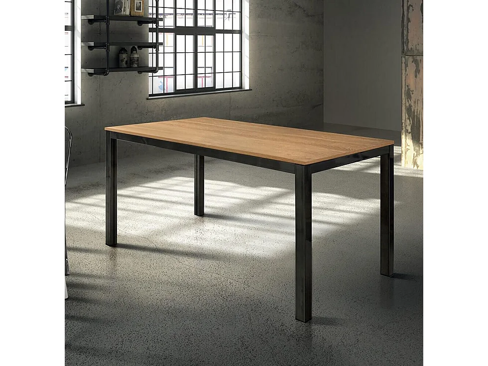MilaniHome.it - Tavolo Da Pranzo Moderno Di Design Allungabile Cm 80x140/200 Rovere Struttura Nera Piano Naturale Per Sala Da Pranzodi coloreMarrone
